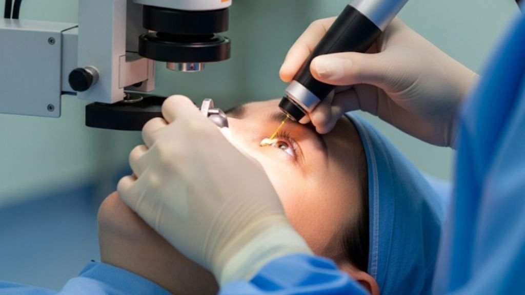 Cirugía de glaucoma con láser.