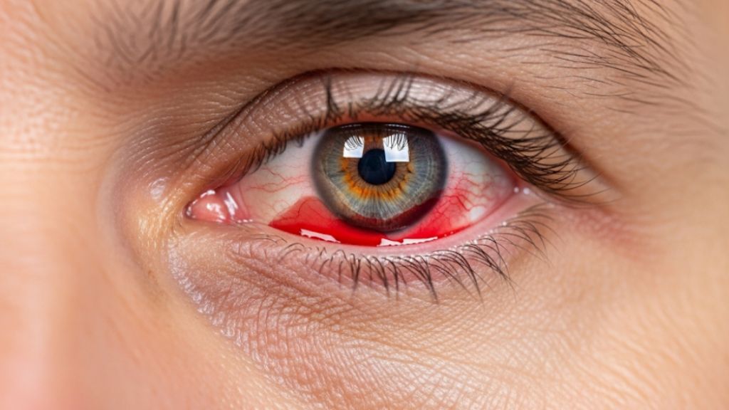 Un derrame ocular, la hemorragia subconjuntival.